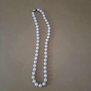 Vintage Signed Marked Monet Faux Pearl Single Strand Knotted Necklace P7